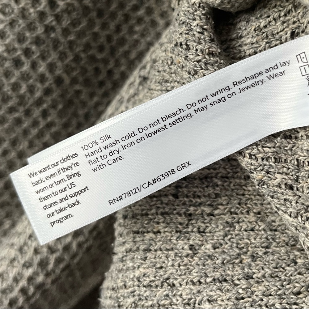 Eileen Fisher Silk Knit Funnel Neck Pullover Top in Ash Gray Medium - Picture 3 of 3